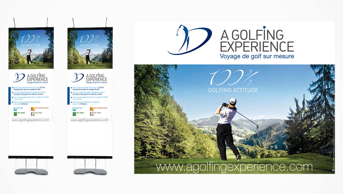 Agence Comete création Kakemono - Posters : Stands modulaires pour A Golfing Experience
