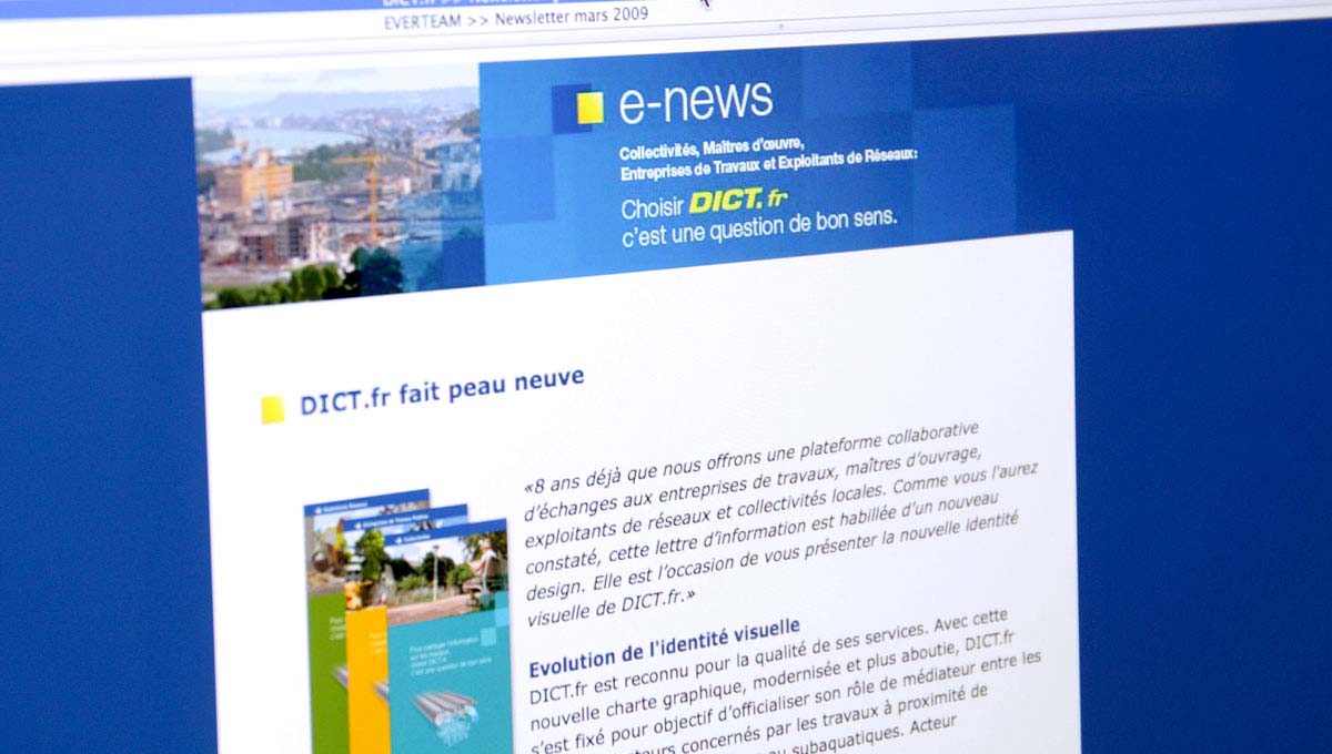 Agence Comete création Newsletter mensuelle : Newsletter / Display pour DICT.fr
