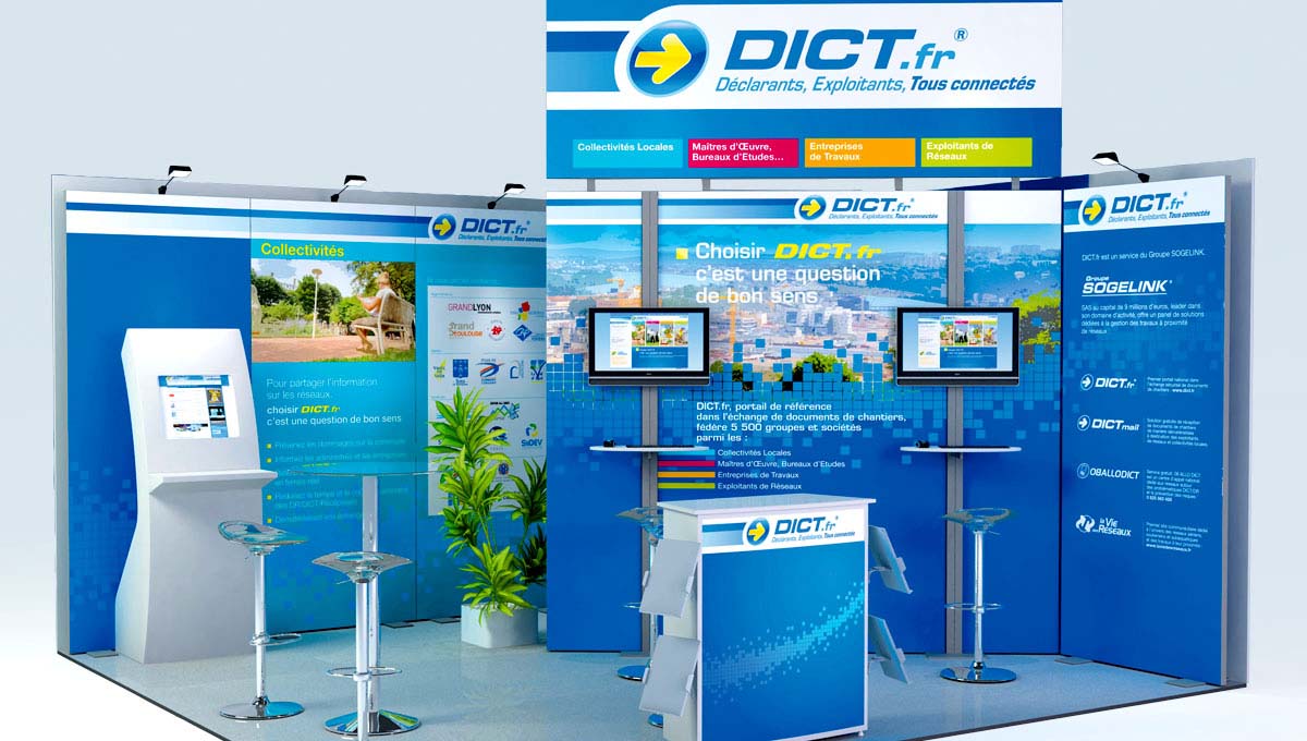 Agence Comete création Stand Dict.fr : Stands modulaires pour DICT.fr