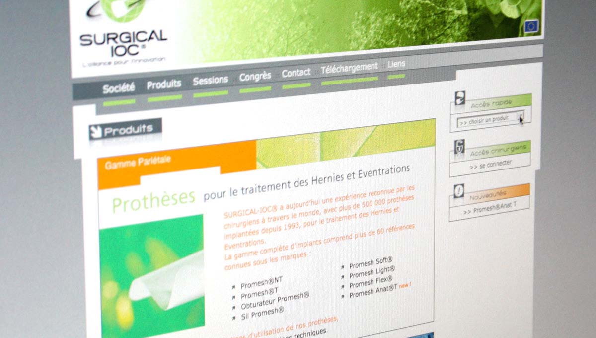Agence Comete création Site présentation prothèses médicales : Site internet pour Surgical-IOC