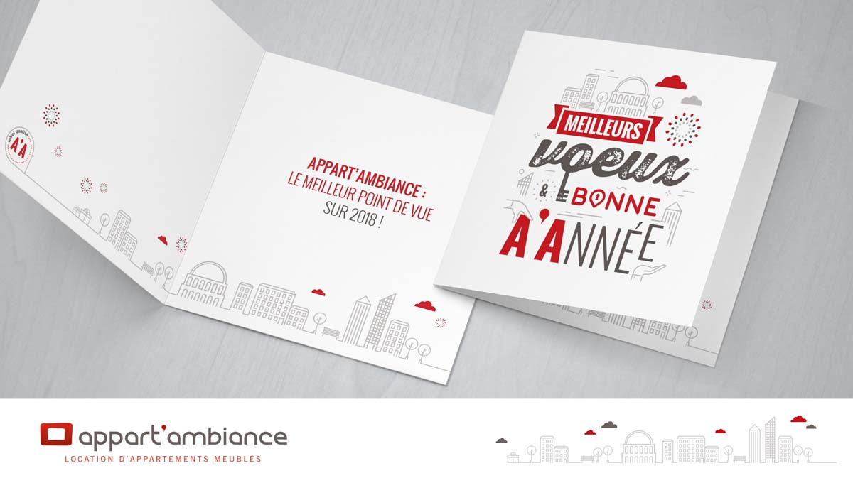 Agence Comete création Carte papier vœux 2018 Appart Ambiance :  pour Appart Ambiance