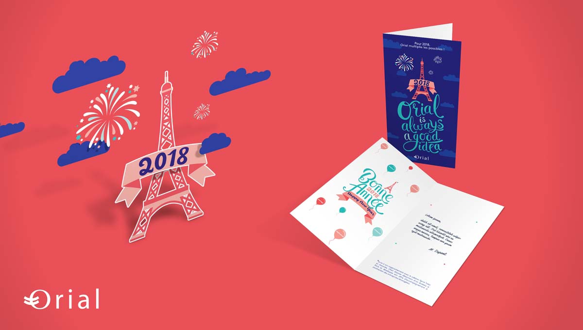 Agence Comete création Orial Vœux 2018 Carte papier :  pour Orial