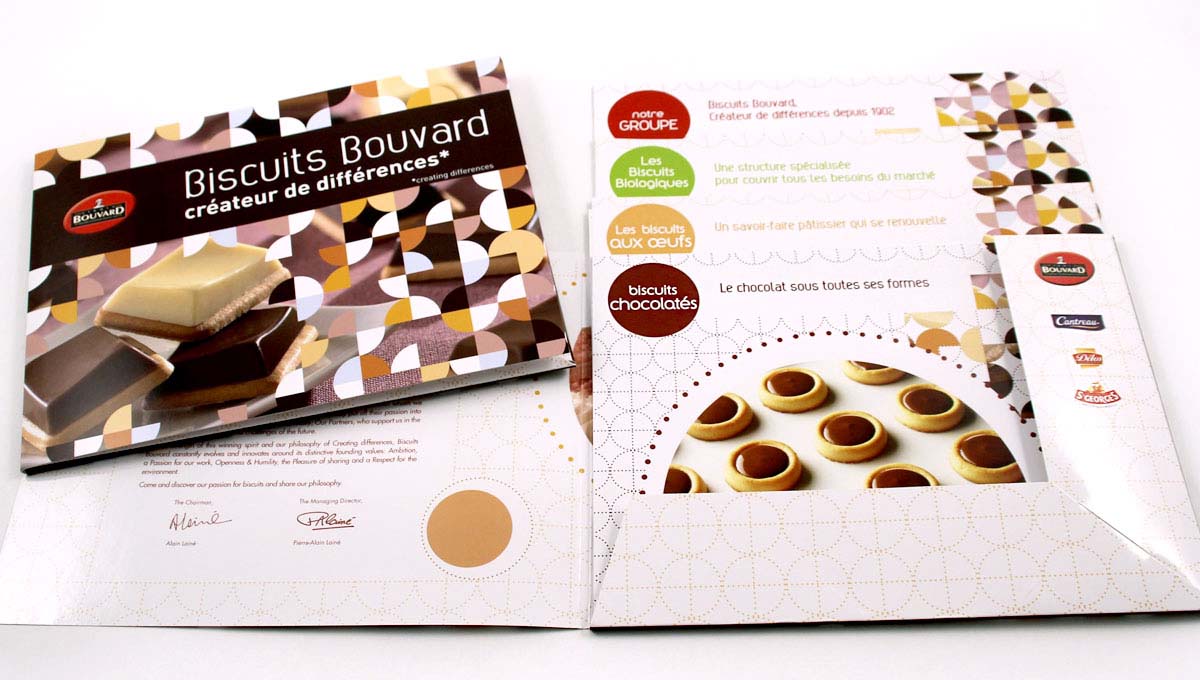 Agence Comete création Chemise 2 volets - fiches biscuits : Plaquette / Dépliant / Livret pour Biscuits Bouvard