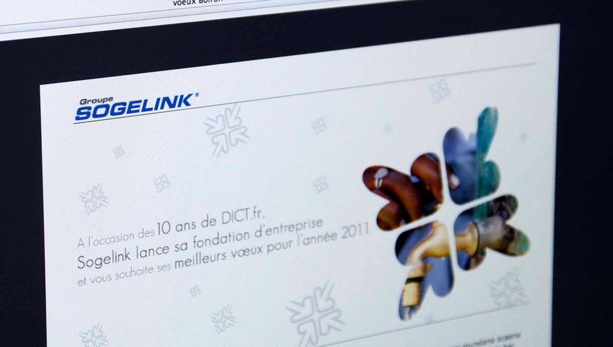 Agence Comete création Mailing Vœux 2001 : Newsletter / Display pour Sogelink - ancienne identité