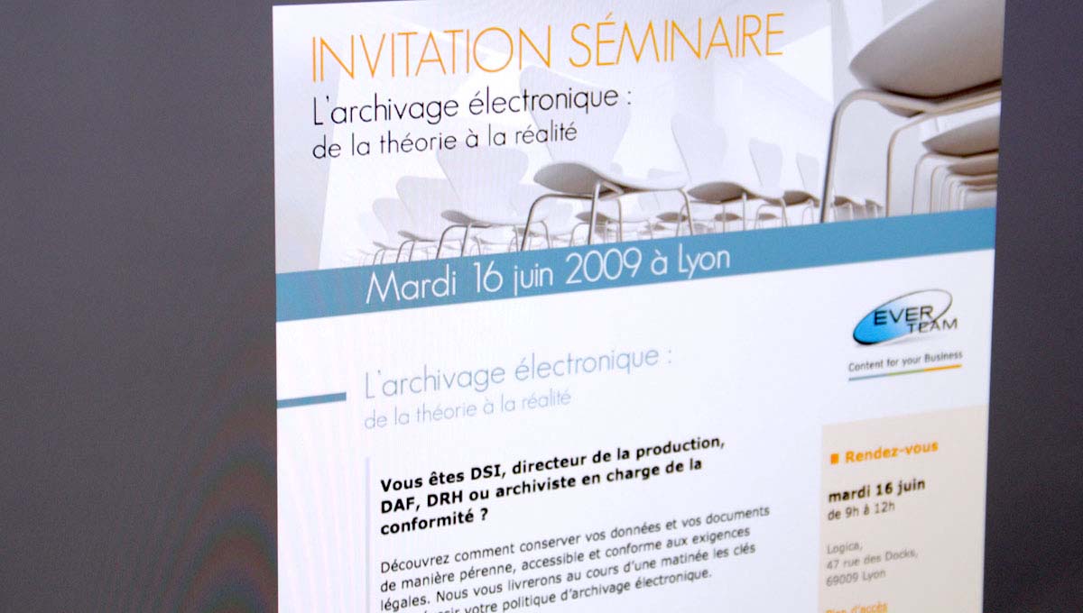 Agence Comete création Invitation séminaire : Newsletter / Display pour EverTeam