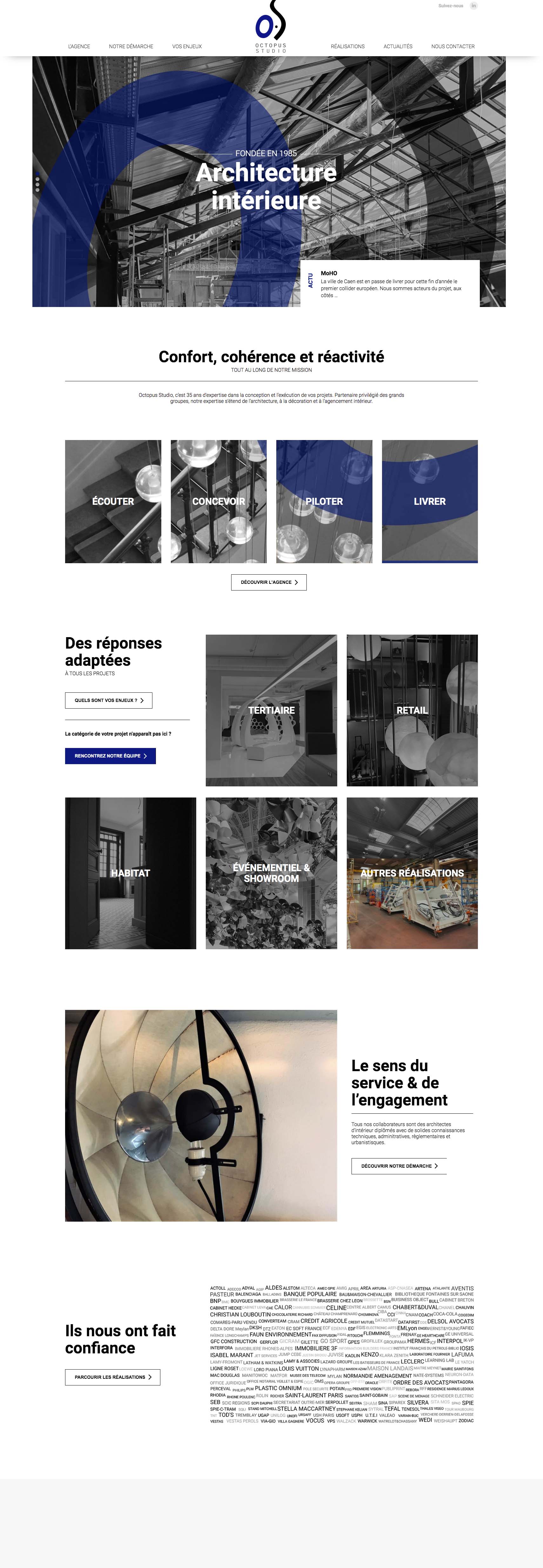 Agence Comete création refonte site internet wordpress :  pour Octopus Studio