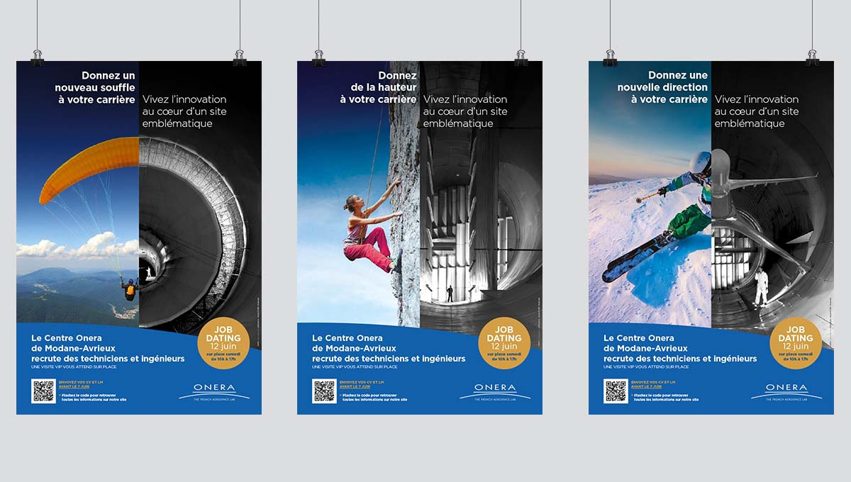 Agence Comete création Campagne de recrutement : Annonce presse / affiche pour ONERA - marque employeur