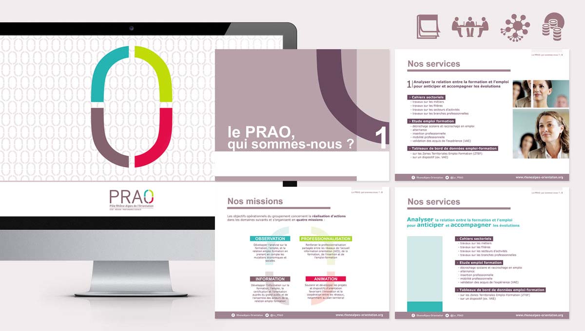 Agence Comete création Support de présentation powerpoint : Présentation Powerpoint pour PRAO - Identité graphique