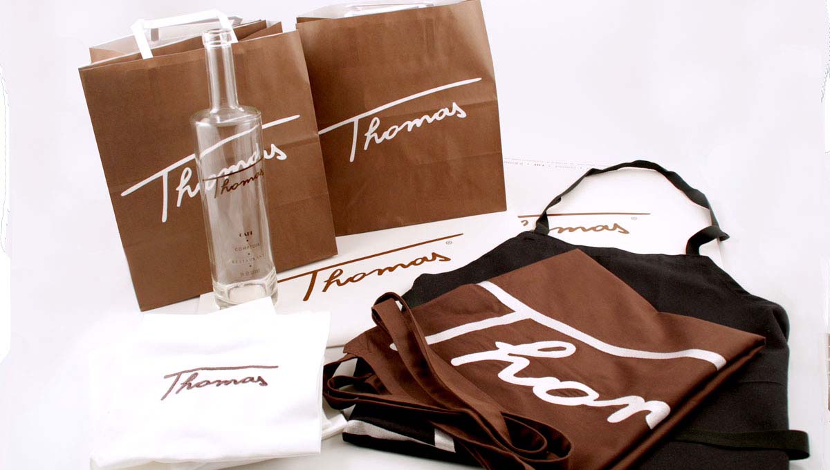 Agence Comete création Déclinaison identité : Packaging pour Restaurant Thomas