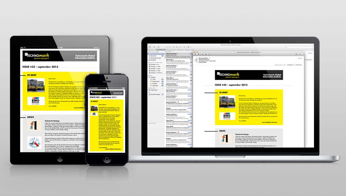 Agence Comete création Newsletter responsive design : Newsletter / Display pour Communication BtoB - Technomark