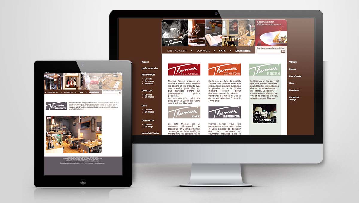 Agence Comete création Site restaurant : Site internet pour Restaurant Thomas