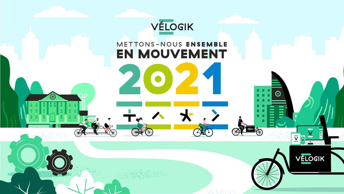  Création  Carte de vœux ensemble en mouvement - Vélogik Lyon