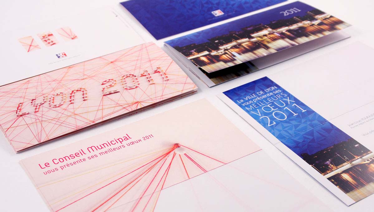 Agence Comete création Cartes créatives et institutionnelles - Vœux 2011 : Carte de voeux pour Ville de Lyon - Voeux 2011